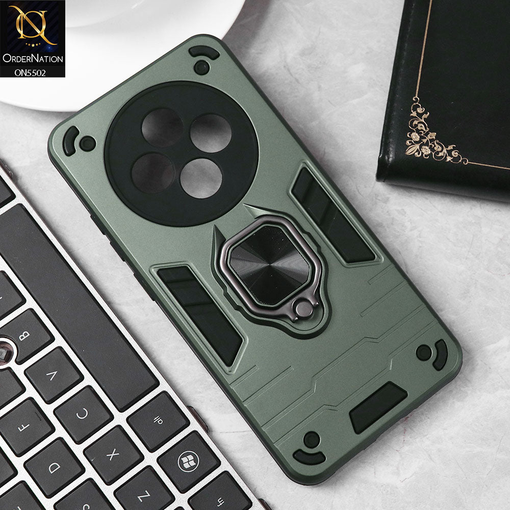 Oppo Reno 12F Cover - Sea green - New Dual PC + TPU Hybrid Style Protective Soft Border Case With Kickstand Holder