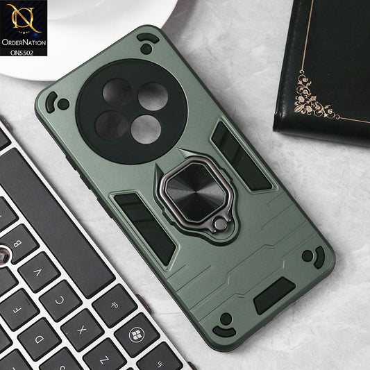 Oppo Reno 12F 4G Cover - Sea green - New Dual PC + TPU Hybrid Style Protective Soft Border Case With Kickstand Holder