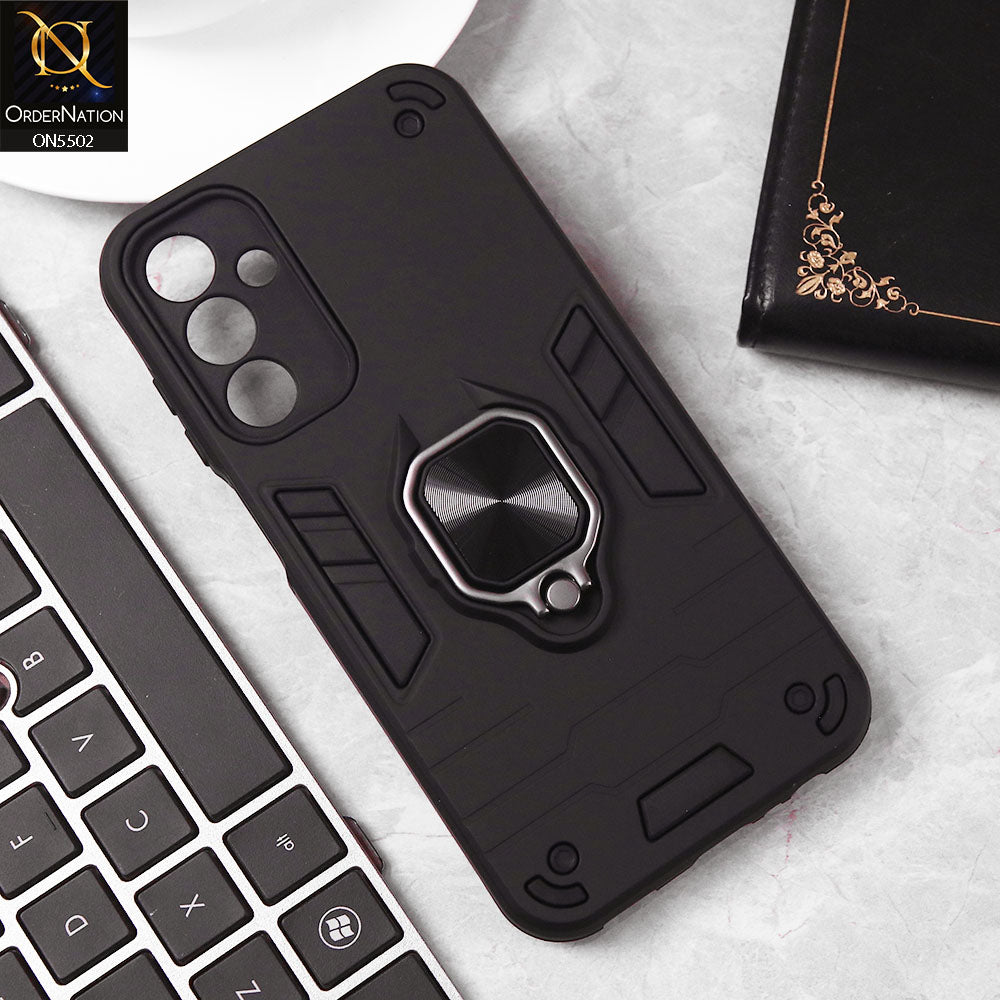 Samsung Galaxy A15 5G Cover - Black - New Dual PC + TPU Hybrid Style Protective Soft Border Case With Kickstand Holder