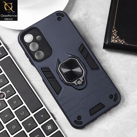 Samsung Galaxy A15 5G Cover - Midnight Blue - New Dual PC + TPU Hybrid Style Protective Soft Border Case With Kickstand Holder