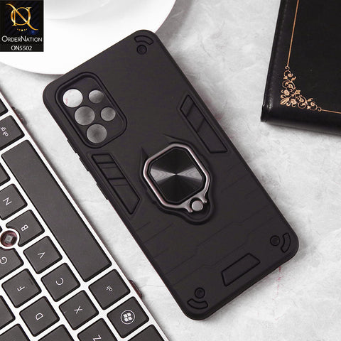 Samsung Galaxy A32 Cover - Black - New Dual PC + TPU Hybrid Style Protective Soft Border Case With Kickstand Holder