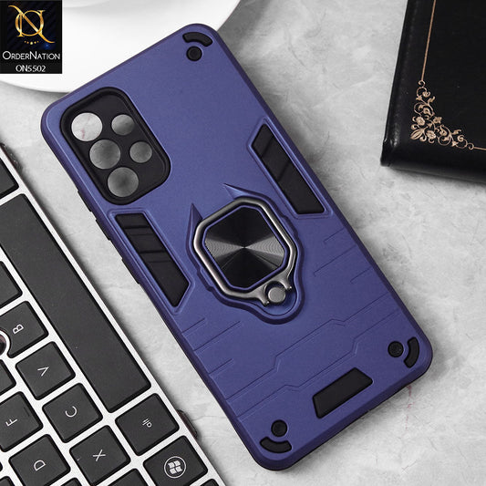 Samsung Galaxy A32 Cover - Blue - New Dual PC + TPU Hybrid Style Protective Soft Border Case With Kickstand Holder