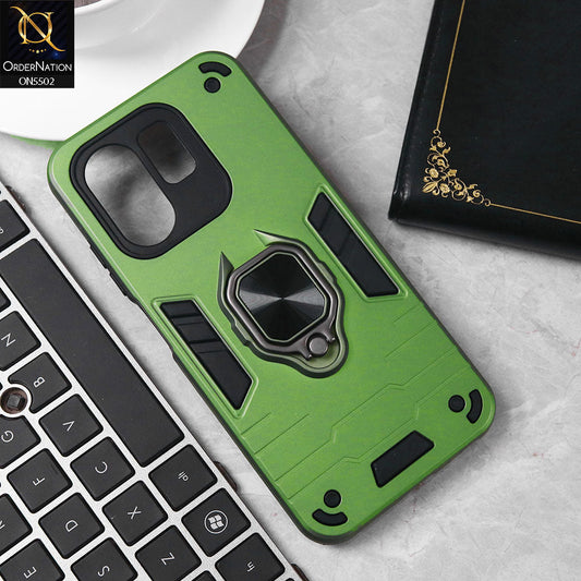 Infinix Hot 50i Cover - Lime Green - New Dual PC + TPU Hybrid Style Protective Soft Border Case With Kickstand Holder