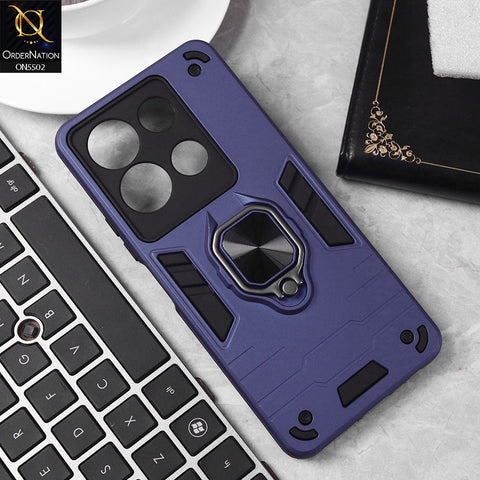 Infinix Smart 7 HD Cover - Blue - New Dual PC + TPU Hybrid Style Protective Soft Border Case With Kickstand Holder