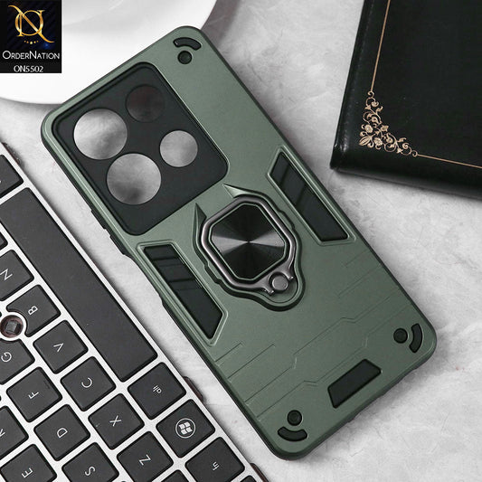 Infinix Smart 7 HD Cover - Sea green - New Dual PC + TPU Hybrid Style Protective Soft Border Case With Kickstand Holder