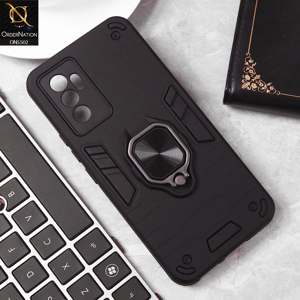 Vivo V23e 5G Cover - Black - New Dual PC + TPU Hybrid Style Protective Soft Border Case With Kickstand Holder