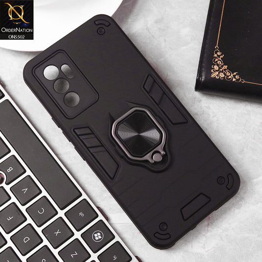 Vivo V23e 5G Cover - Black - New Dual PC + TPU Hybrid Style Protective Soft Border Case With Kickstand Holder