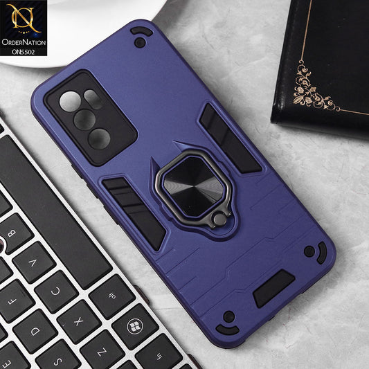 Vivo V23e Cover - Blue - New Dual PC + TPU Hybrid Style Protective Soft Border Case With Kickstand Holder
