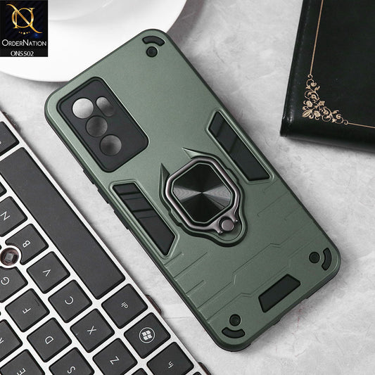 Vivo V23e Cover - Sea green - New Dual PC + TPU Hybrid Style Protective Soft Border Case With Kickstand Holder