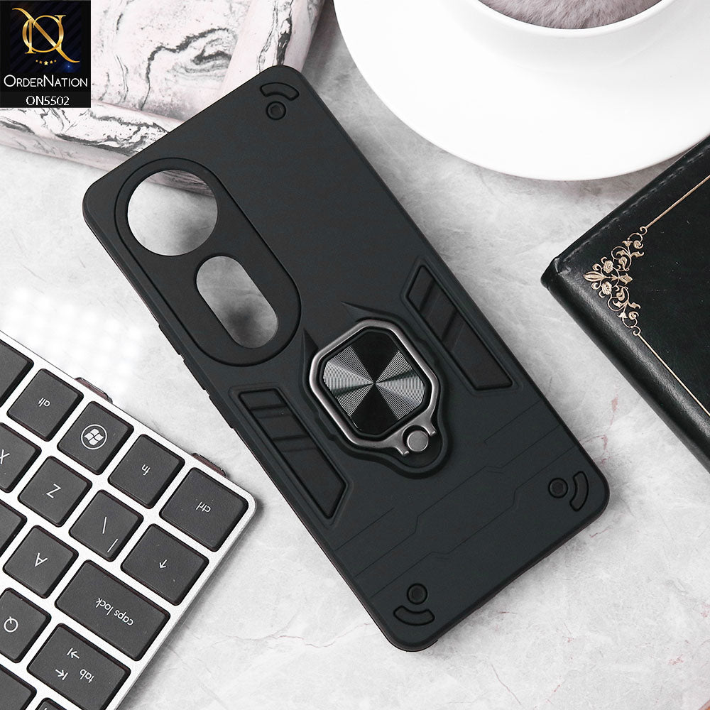 Vivo S19 Cover - Black - New Dual PC + TPU Hybrid Style Protective Soft Border Case With Kickstand Holder