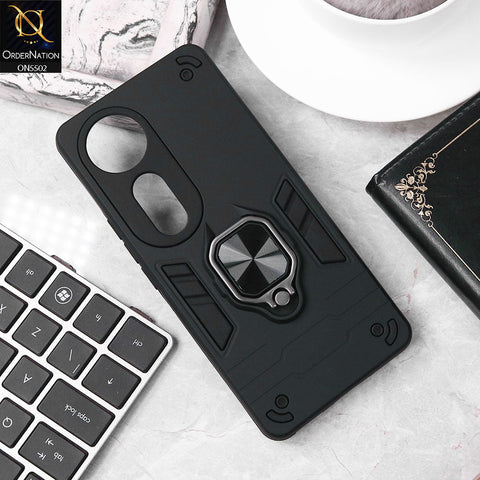 Vivo V40 Cover - Black - New Dual PC + TPU Hybrid Style Protective Soft Border Case With Kickstand Holder