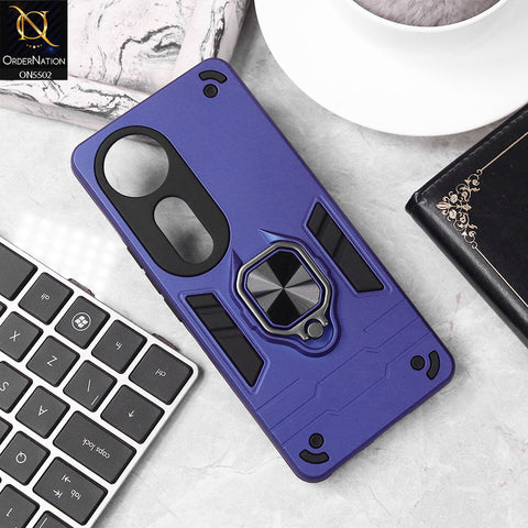 Vivo V40 Pro Cover - Blue - New Dual PC + TPU Hybrid Style Protective Soft Border Case With Kickstand Holder