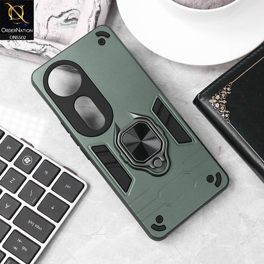 Vivo V40 Cover - Sea green - New Dual PC + TPU Hybrid Style Protective Soft Border Case With Kickstand Holder