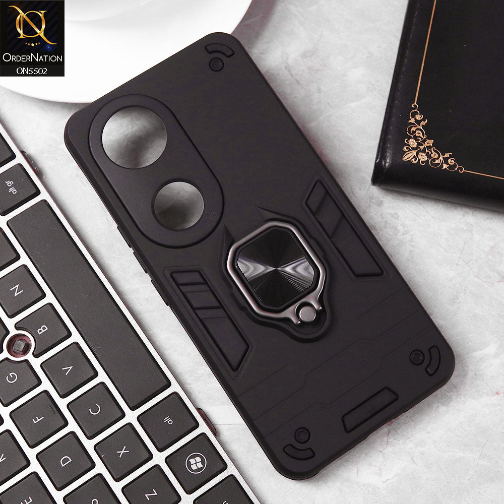 Vivo V50 Cover - Black - New Dual PC + TPU Hybrid Style Protective Soft Border Case With Kickstand Holder