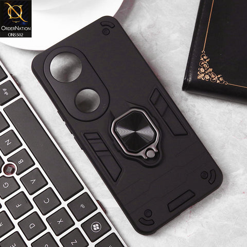 Vivo V50 Cover - Black - New Dual PC + TPU Hybrid Style Protective Soft Border Case With Kickstand Holder