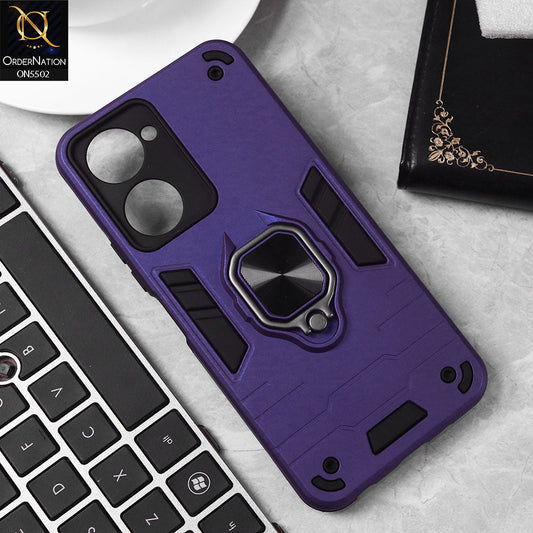Vivo Y18 Cover - Blue - New Dual PC + TPU Hybrid Style Protective Soft Border Case With Kickstand Holder