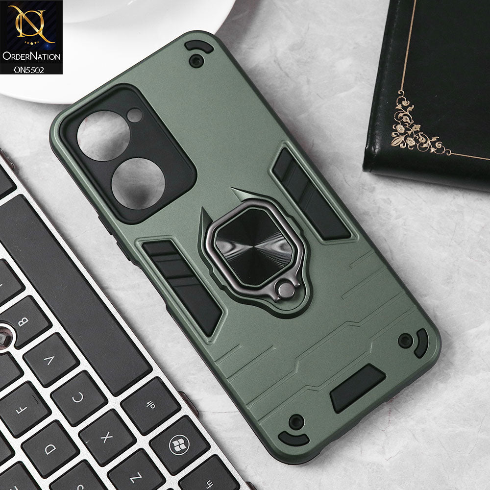 Vivo Y18 Cover - Sea green - New Dual PC + TPU Hybrid Style Protective Soft Border Case With Kickstand Holder