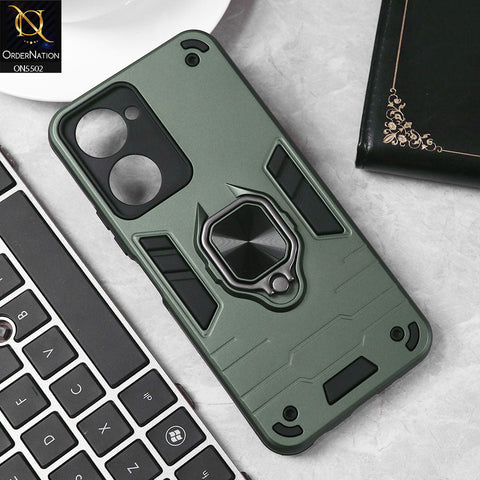 Vivo Y18 Cover - Sea green - New Dual PC + TPU Hybrid Style Protective Soft Border Case With Kickstand Holder