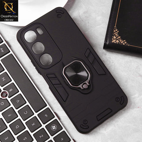 Vivo Y29 5G Cover - Black - New Dual PC + TPU Hybrid Style Protective Soft Border Case With Kickstand Holder