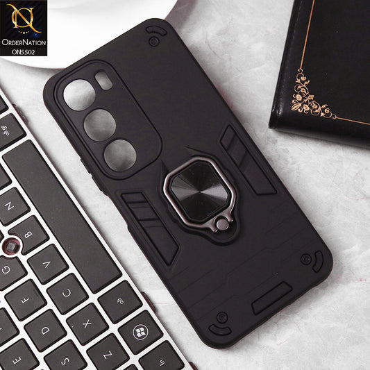 Vivo Y19s Cover - Black - New Dual PC + TPU Hybrid Style Protective Soft Border Case With Kickstand Holder