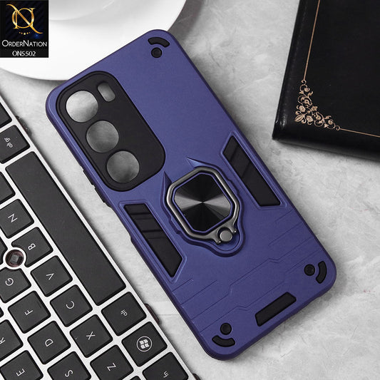 Vivo Y19s Cover - Blue - New Dual PC + TPU Hybrid Style Protective Soft Border Case With Kickstand Holder