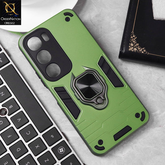Vivo Y19s Cover - Lime Green - New Dual PC + TPU Hybrid Style Protective Soft Border Case With Kickstand Holder