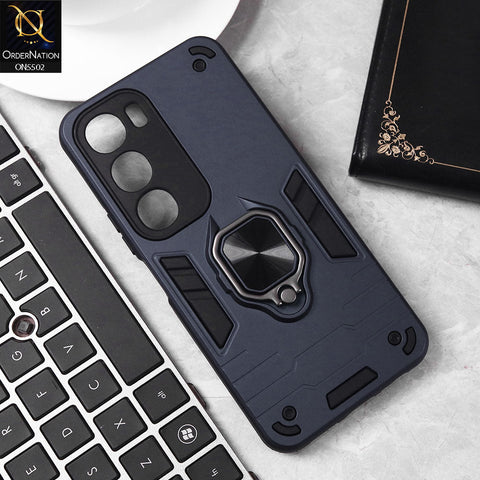 Vivo Y19s Cover - Midnight Blue - New Dual PC + TPU Hybrid Style Protective Soft Border Case With Kickstand Holder