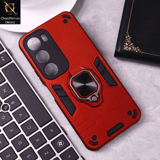 Vivo Y19s Cover - Red - New Dual PC + TPU Hybrid Style Protective Soft Border Case With Kickstand Holder