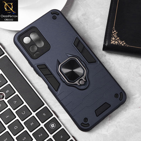 Vivo Y21t Cover - Midnight Blue - New Dual PC + TPU Hybrid Style Protective Soft Border Case With Kickstand Holder