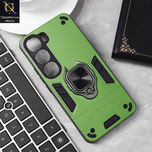 Vivo V40 Lite (IDN) Cover - Lime Green - New Dual PC + TPU Hybrid Style Protective Soft Border Case With Kickstand Holder