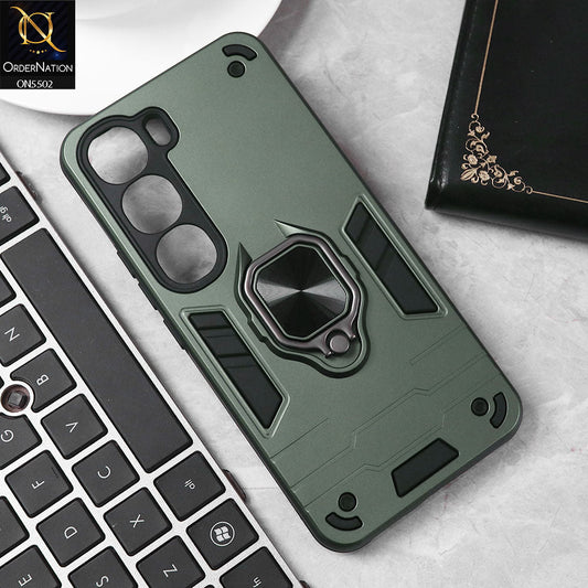 Vivo V40 Lite (IDN) Cover - Sea green - New Dual PC + TPU Hybrid Style Protective Soft Border Case With Kickstand Holder