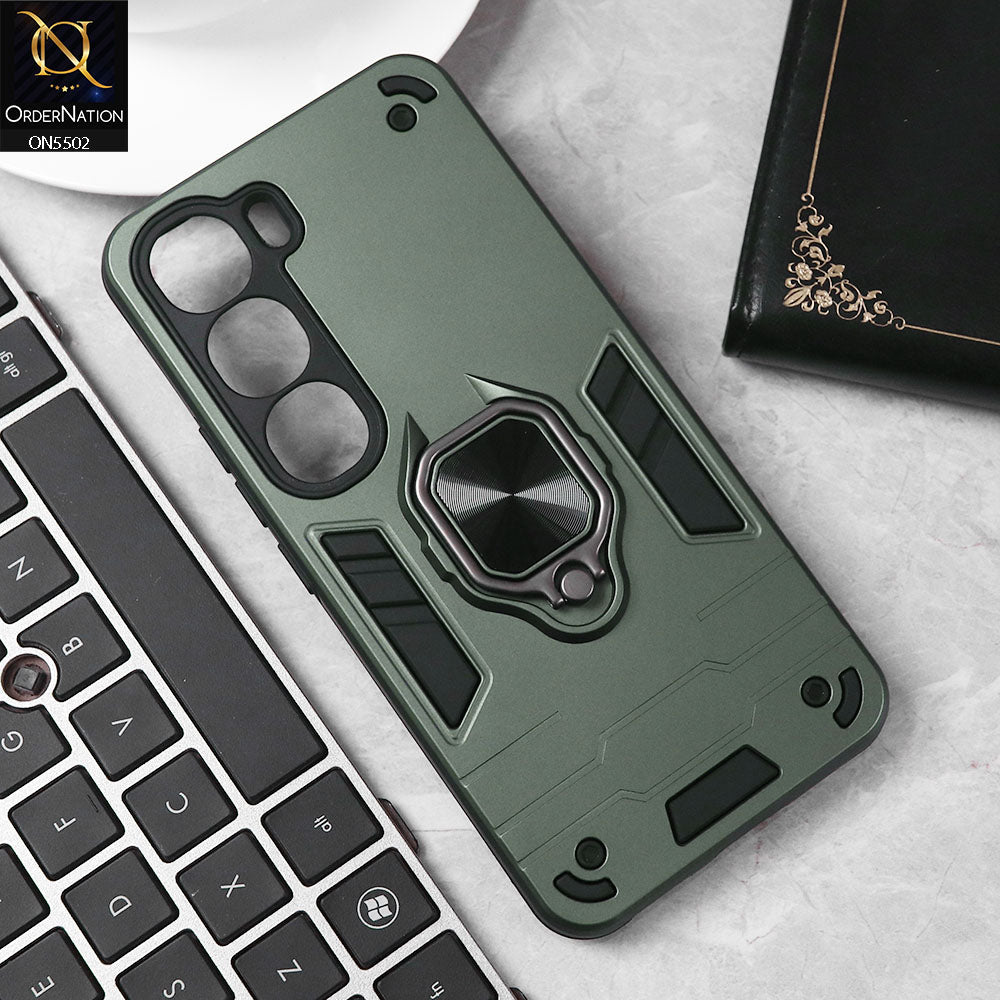 Vivo Y200 (2025) Cover - Sea green - New Dual PC + TPU Hybrid Style Protective Soft Border Case With Kickstand Holder