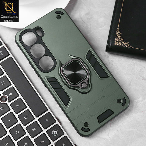 Vivo Y300 Cover - Sea green - New Dual PC + TPU Hybrid Style Protective Soft Border Case With Kickstand Holder