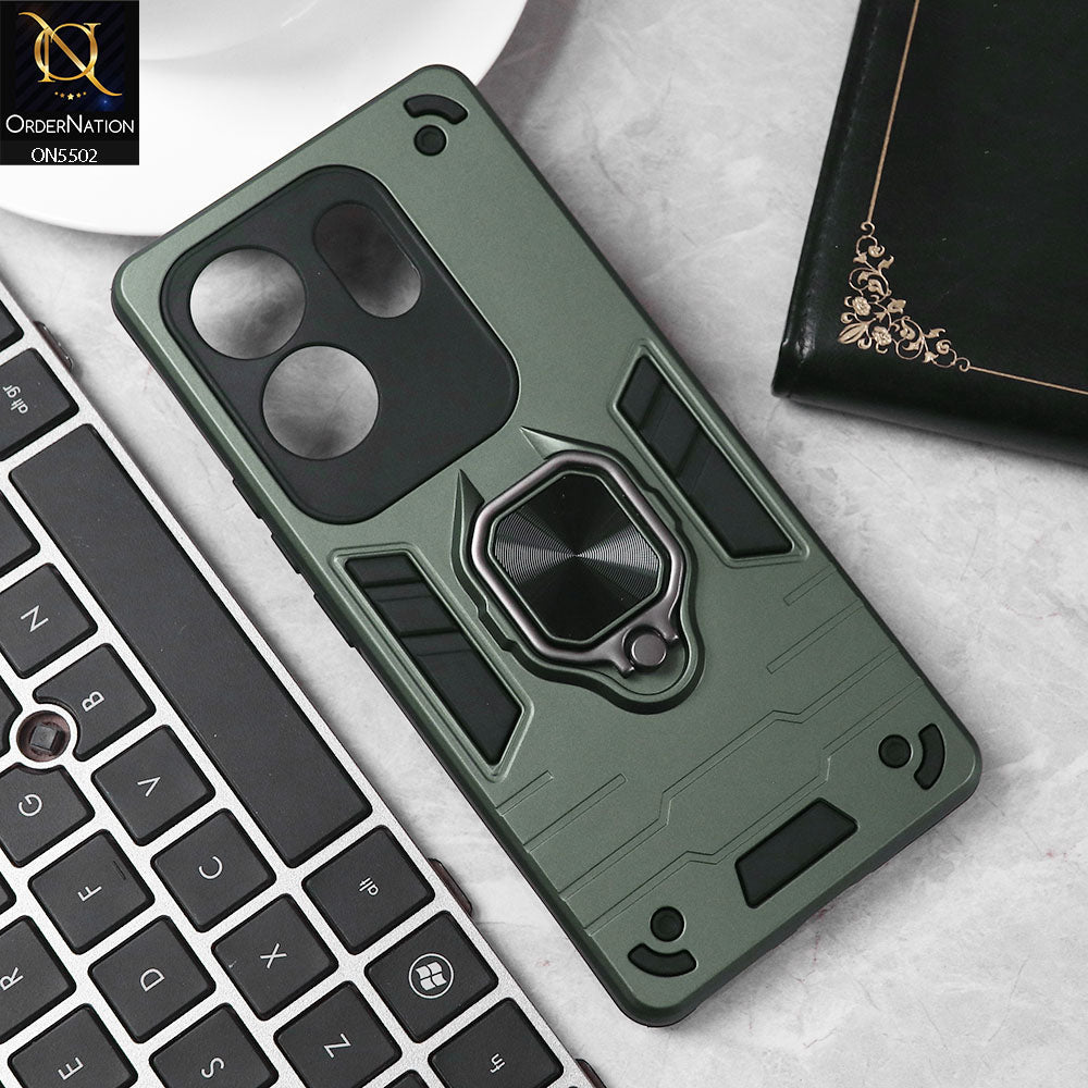 Infinix Zero 30 4G Cover - Sea green - New Dual PC + TPU Hybrid Style Protective Soft Border Case With Kickstand Holder
