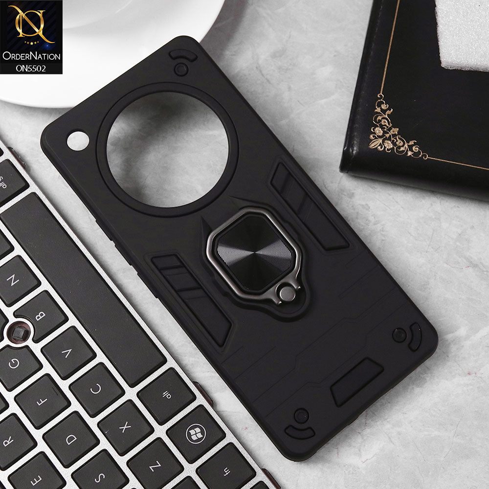 Infinix Zero 40 4G Cover - Black - New Dual PC + TPU Hybrid Style Protective Soft Border Case With Kickstand Holder