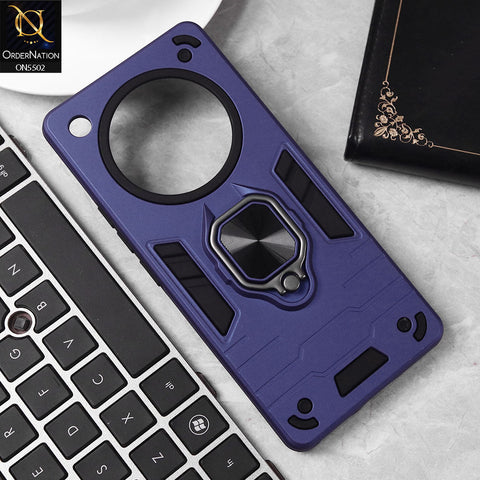 Infinix Zero 40 4G Cover - Blue - New Dual PC + TPU Hybrid Style Protective Soft Border Case With Kickstand Holder