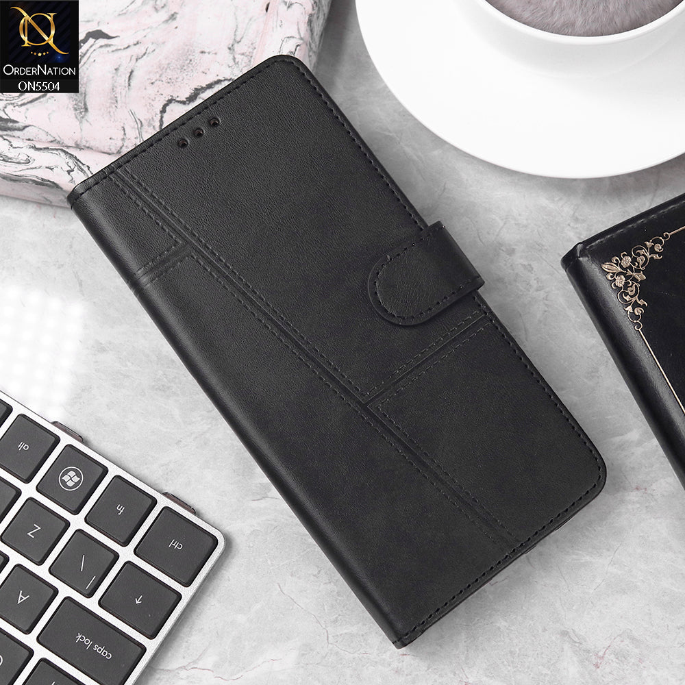 Samsung Galaxy A12 Cover - Black - New Premium PU Leather Magnetic Flip Book Card Slots Wallet Soft Case