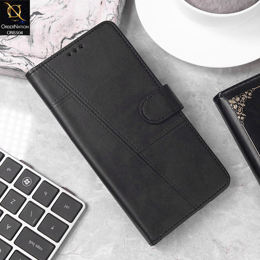 Samsung Galaxy A12 Cover - Black - New Premium PU Leather Magnetic Flip Book Card Slots Wallet Soft Case