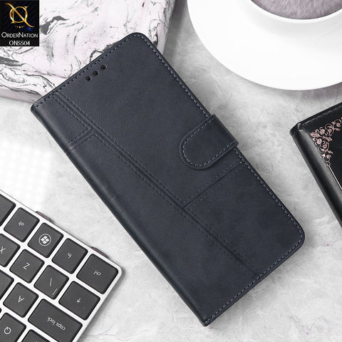 Samsung Galaxy A12 Cover - Blue - New Premium PU Leather Magnetic Flip Book Card Slots Wallet Soft Case