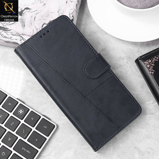Infinix Hot 10 Play Cover - Blue - New Premium PU Leather Magnetic Flip Book Card Slots Wallet Soft Case