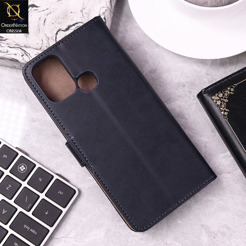 Infinix Hot 9 Play Cover - Blue - New Premium PU Leather Magnetic Flip Book Card Slots Wallet Soft Case