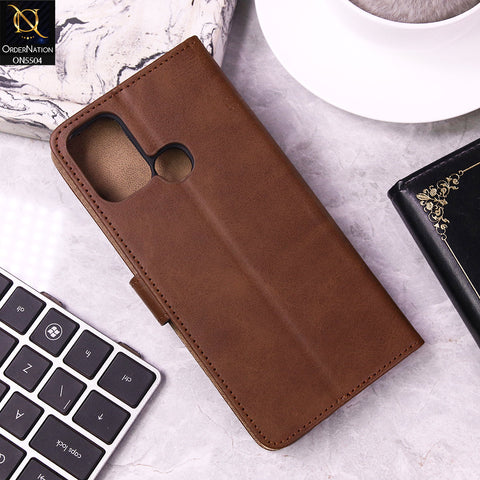Infinix Hot 11 Play Cover - Dark Brown - New Premium PU Leather Magnetic Flip Book Card Slots Wallet Soft Case