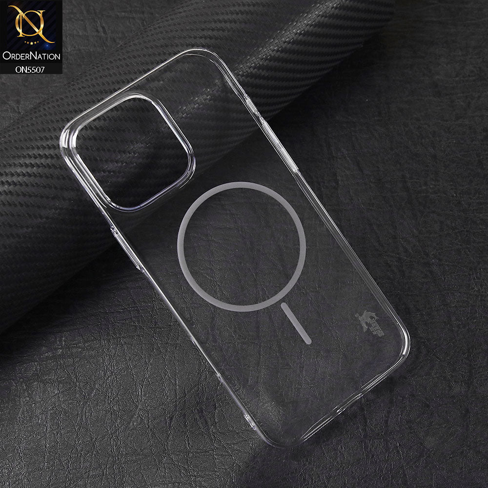 iPhone 15 Pro Max Cover - Gray - Blue Shark Premium MagSafe Soft Clear Case