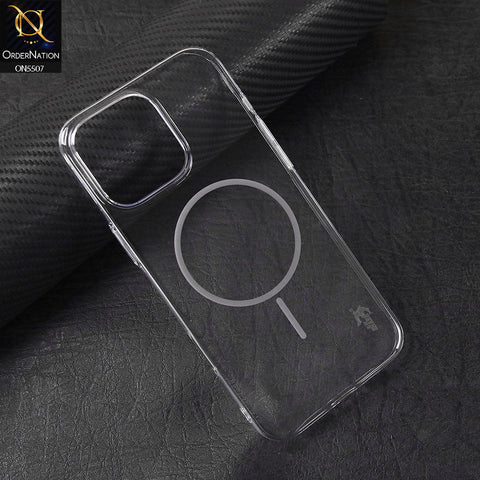 iPhone 15 Pro Max Cover - Gray - Blue Shark Premium MagSafe Soft Clear Case