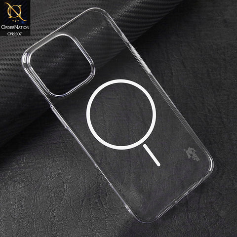 iPhone 15 Pro Max Cover - White - Blue Shark Premium MagSafe Soft Clear Case