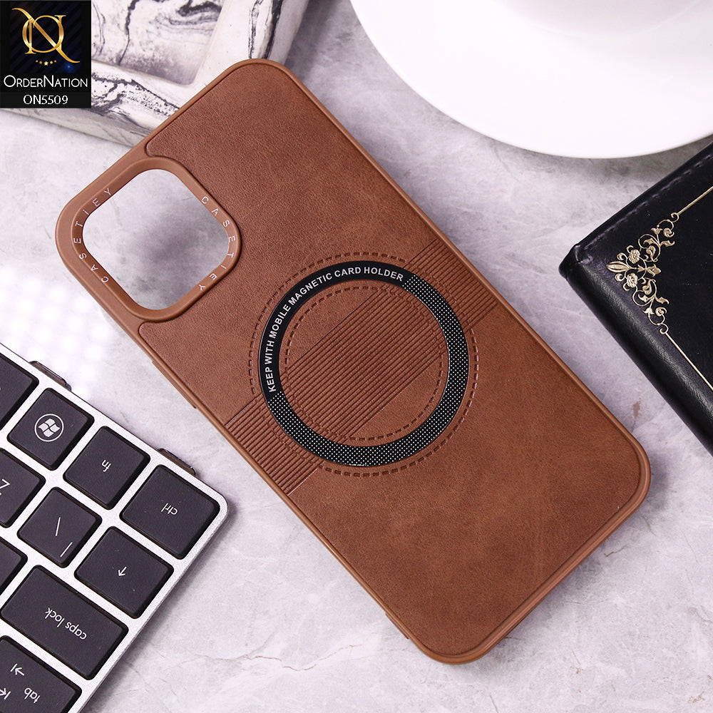 iPhone 12 Pro Max Cover - Dark Brown - New PU Leather Soft Silicone WIth Magnetic