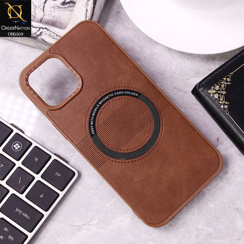 iPhone 12 Pro Max Cover - Dark Brown - New PU Leather Soft Silicone WIth Magnetic