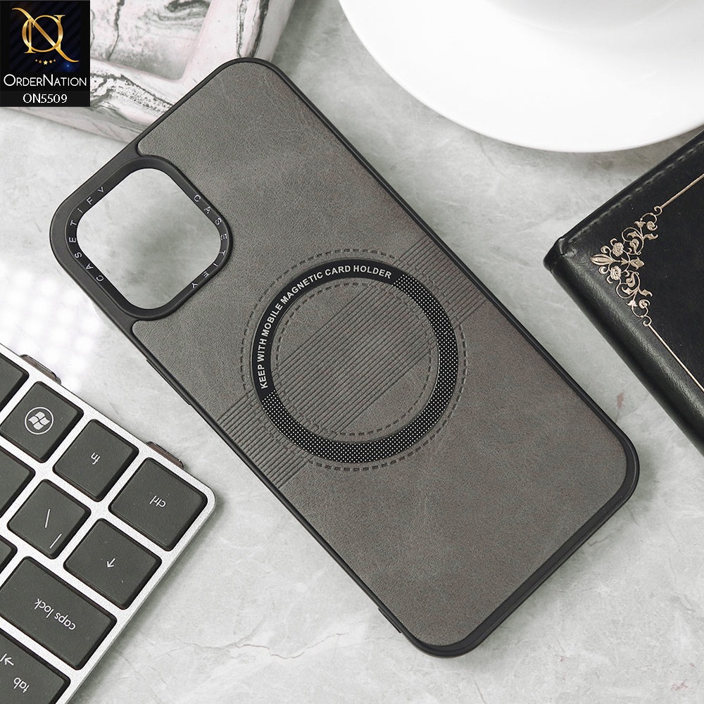 iPhone 12 Pro Max Cover - Gray - New PU Leather Soft Silicone WIth Magnetic