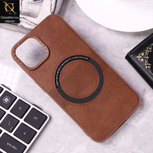 iPhone 13 Cover - Dark Brown - New PU Leather Soft Silicone WIth Magnetic