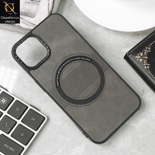 iPhone 13 Cover - Gray - New PU Leather Soft Silicone WIth Magnetic